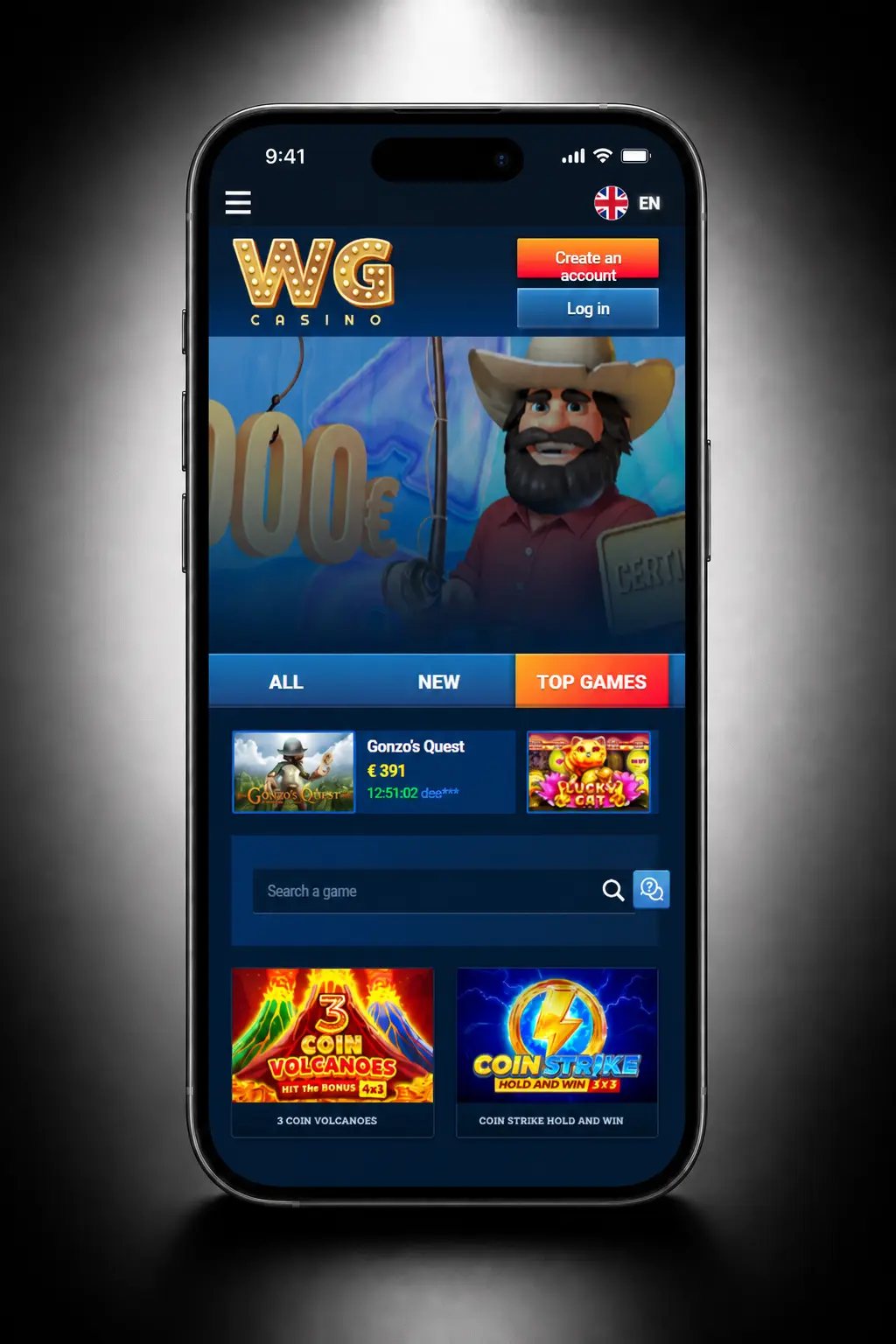WG casino app withdrawal guide showing login, Cashier, payout method, amount limits and pending transaction review