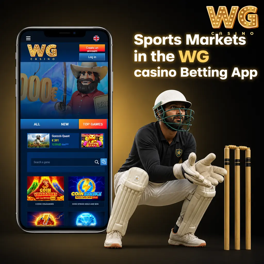 WG casino betting app sports markets with live odds for football, racing, tennis, cricket and more