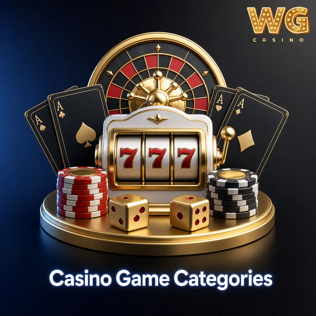 Casino game categories including slots, live blackjack, roulette, baccarat, poker and jackpot games