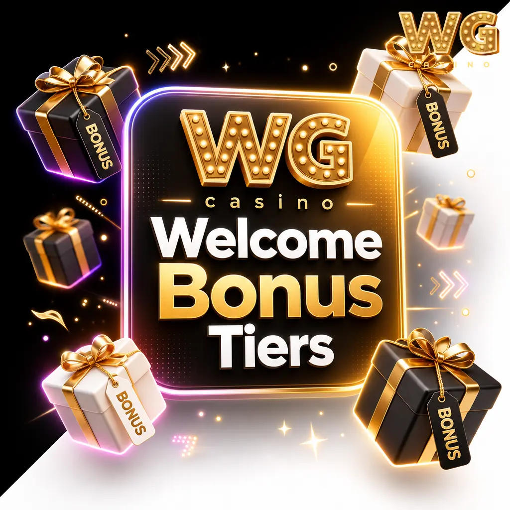 WG casino welcome bonus tiers showing EUR deposits, bonus percentages and 40x wagering